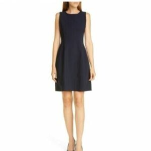 Adam Lippes Navy Bonded Neoprene A Line Dress Sz 4